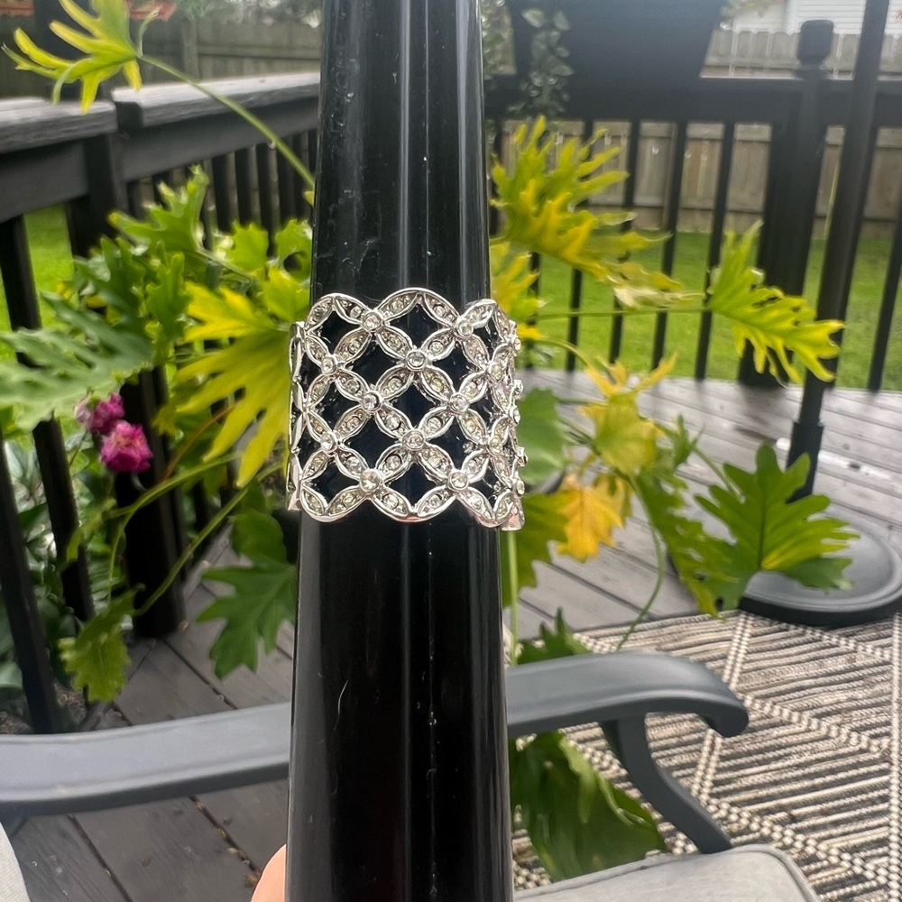 Silver Lattice CZ Ring
